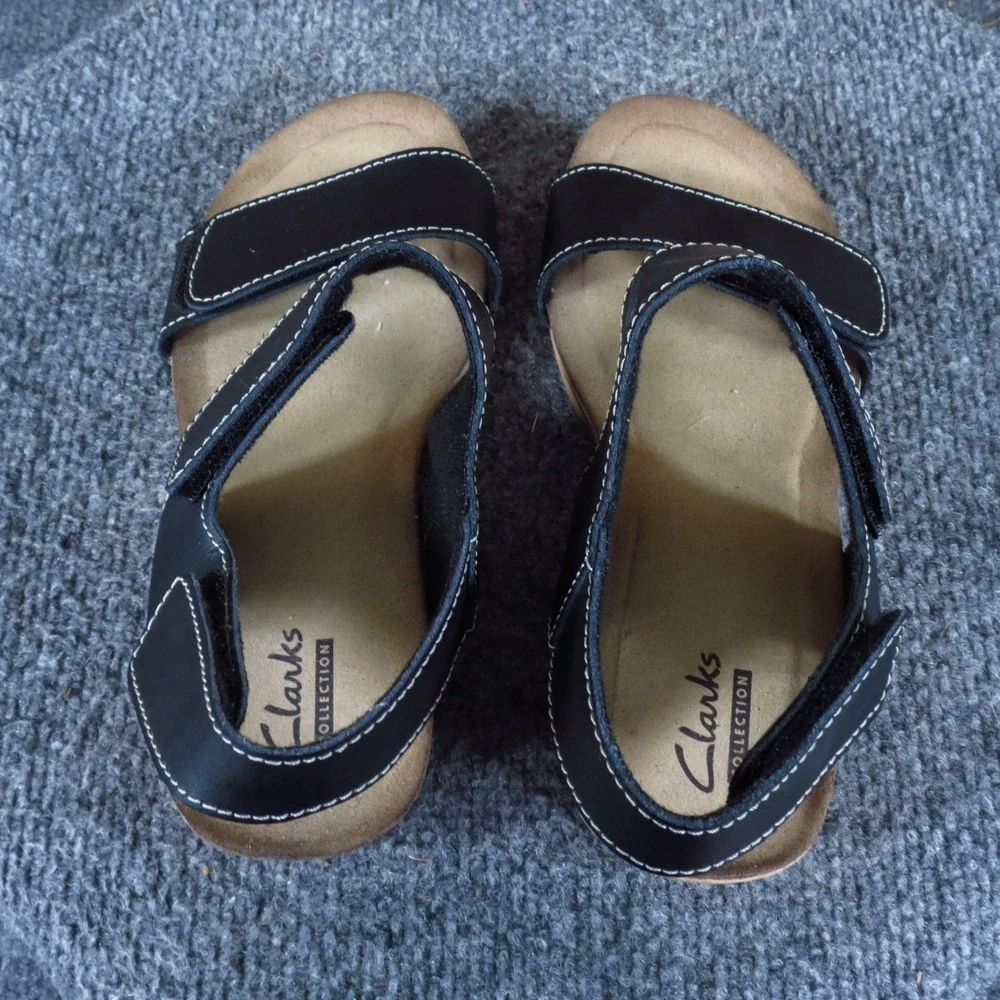 Clarks‎ Collection Alto Madi Women Wedge Sandal 5 Comfort Black Leather 26107127